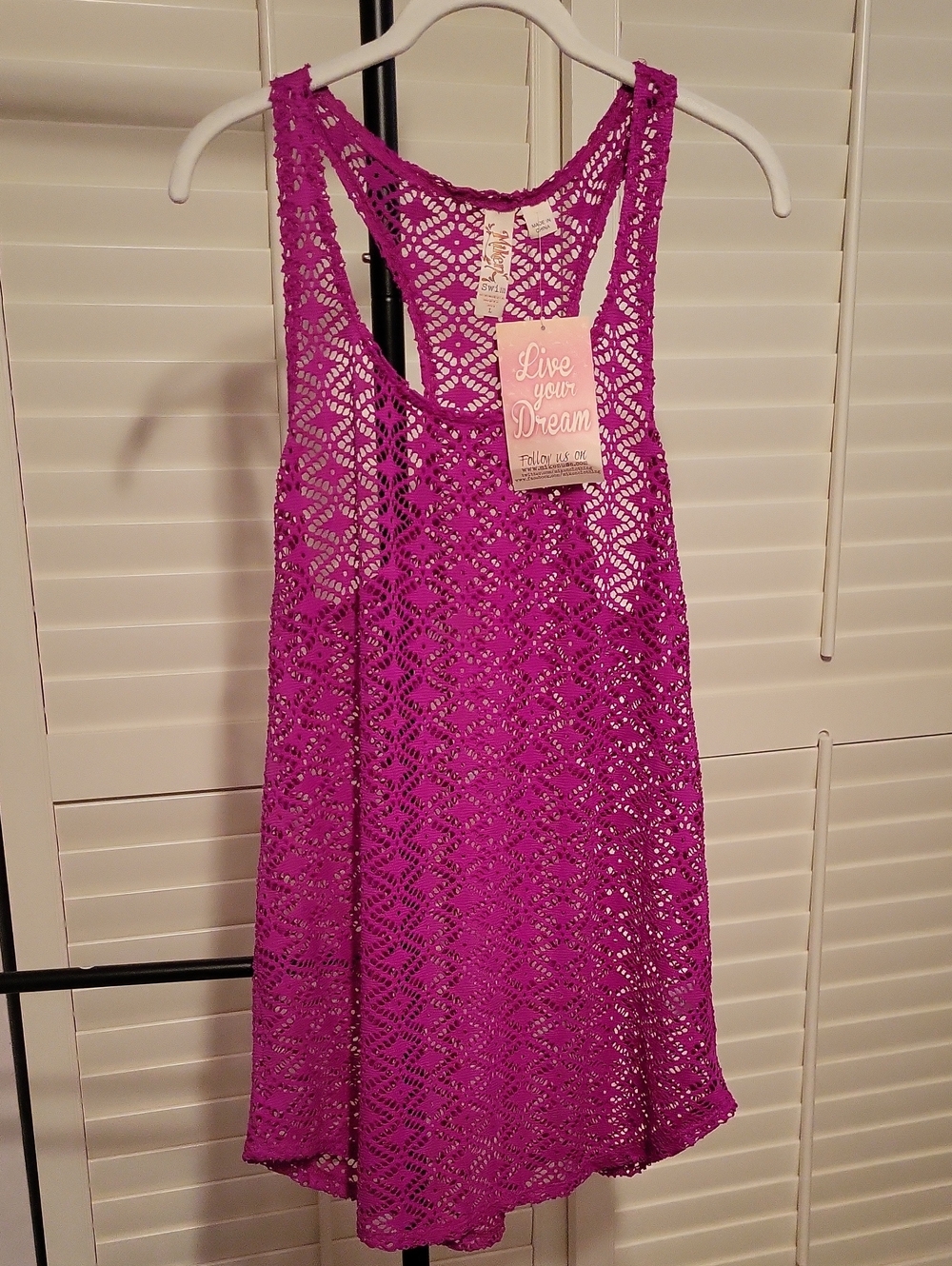 Fuchsia Crochet Swim Cover Tank 20" X 33"